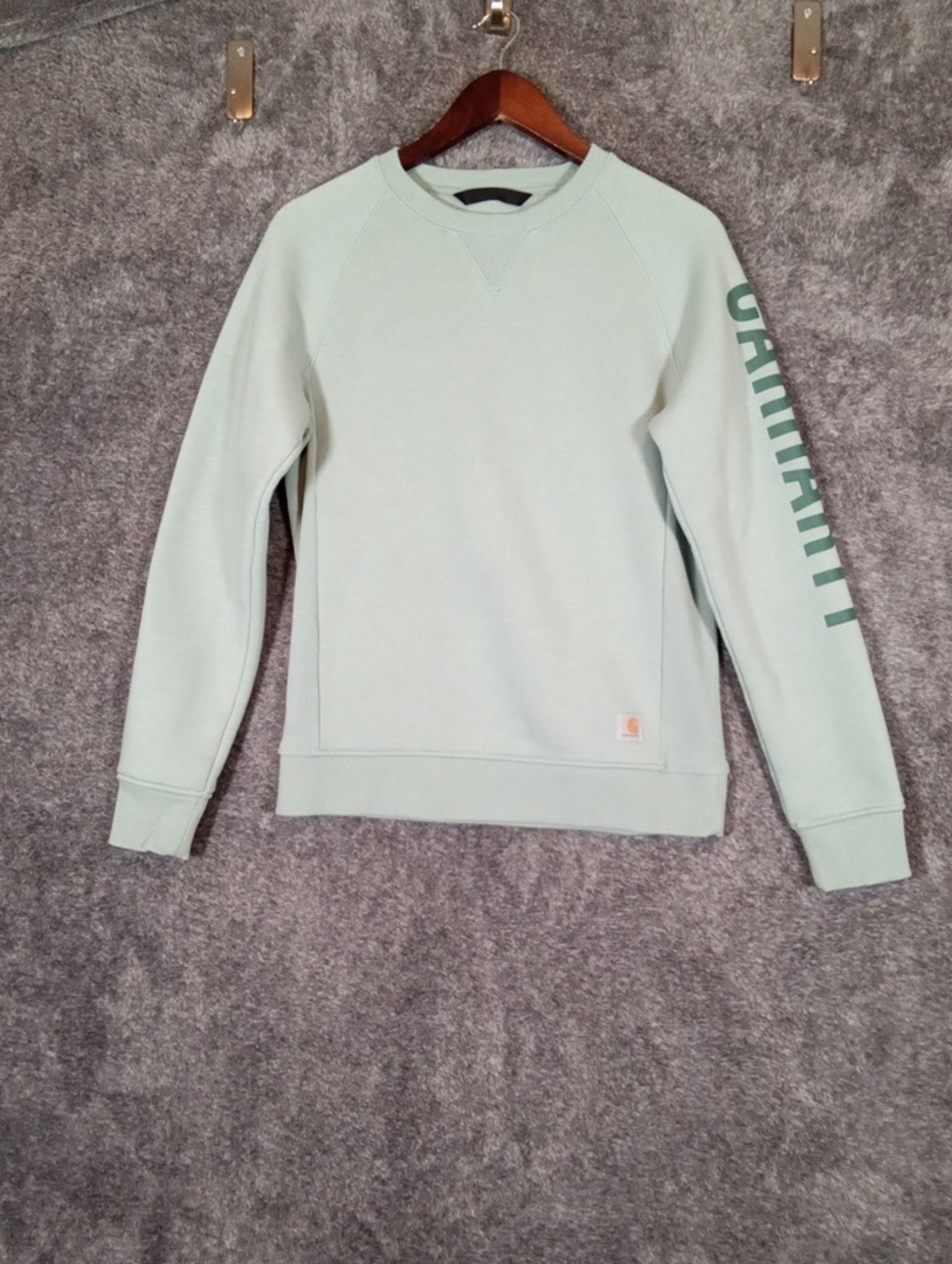 Carhartt Crewneck Sweatshirt in Light Mint Youth 4-6 Size Fleece Crewneck Logo